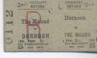Dornoch/Mound railway ticket 1960