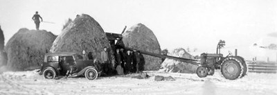 Haymaking at Proncy 1947 in snow