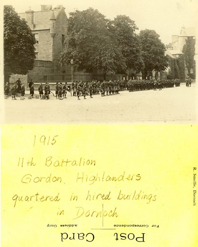 Gordon Highlanders parade in the Square, Dornoch