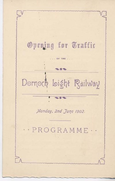 Programme for opening of Dornoch Light Railway