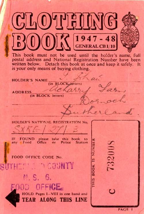 2 Clothing coupon books 1947/48