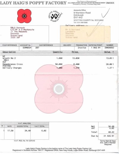 Lady Haig's Poppy Factory Invoices