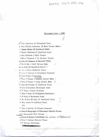 British Legion Dornoch Christmas List