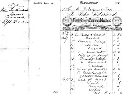 receipted account from John Sutherland, grocer. 