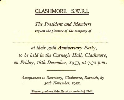 Clashmore SWRI ~ 30th Anniversary Invitation