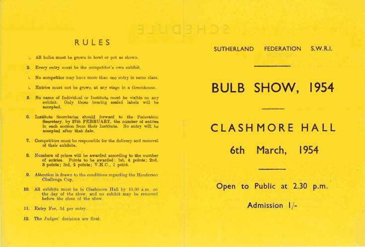 Sutherland Federation SWRI Bulb Show 1954