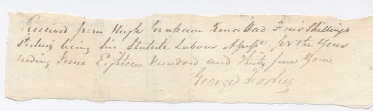 Statute labour assessment ~ Hugh Graham 1835