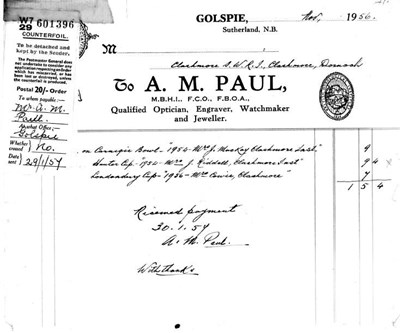 Receipt from A.M. Paul