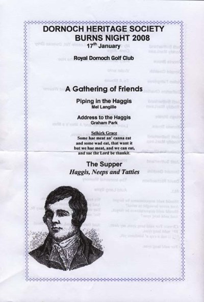 Dornoch Heritage Society Burns Night 2008