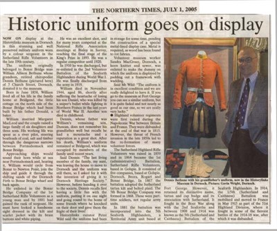 Newspaper cutting Historic Uniform