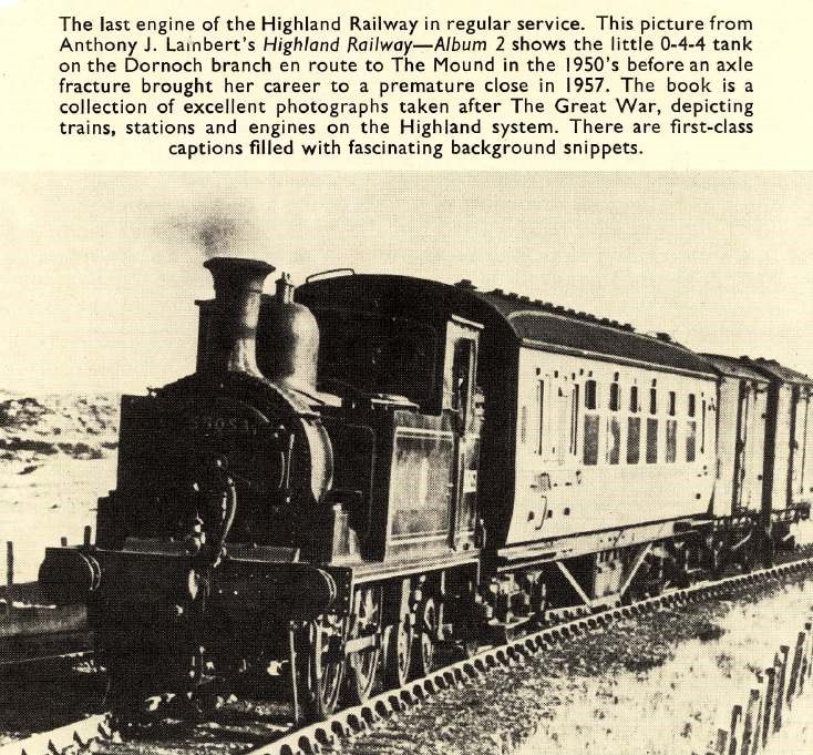 Magazine photograph of the last engine on the Dornoch railway