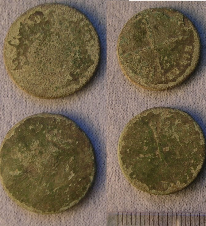 Coins from the fields at the rear of the Burghfield Hotel