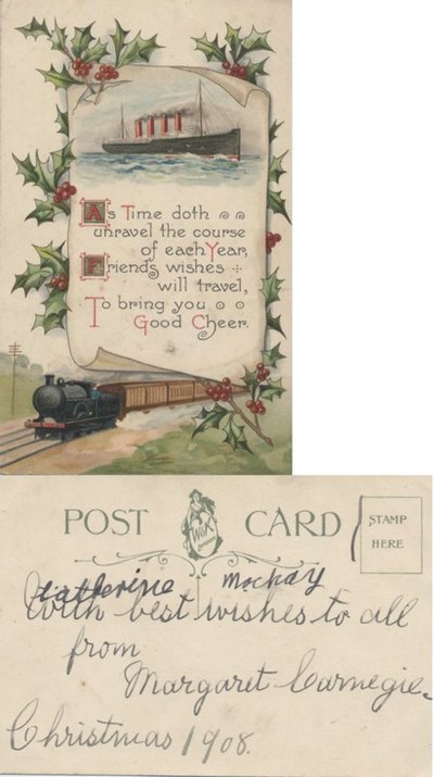 Christmas Greetings Postcard 1908