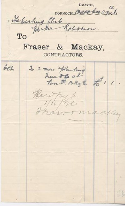 Invoice from Fraser & Mackay for planting of trees 1926