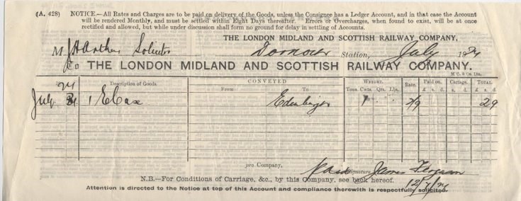 Railway bill of carriage