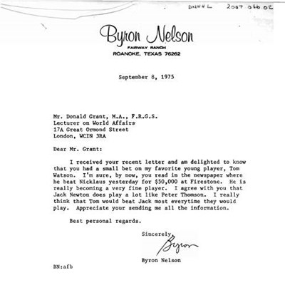 letter from Byron Nelson