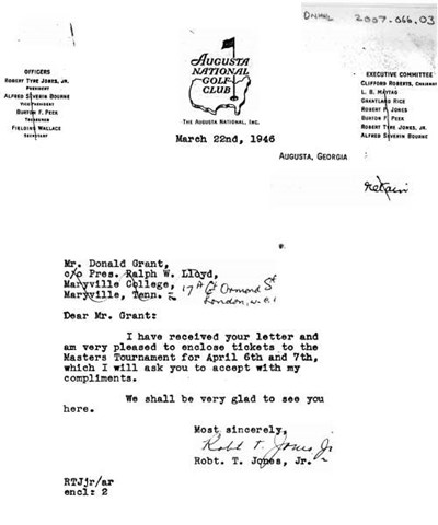 letter from Robert Jones, Jr to Donald Grant