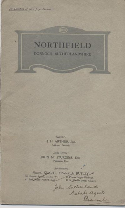 Sales prospectus for Northfield, Dornoch (Burghfield Hotel)