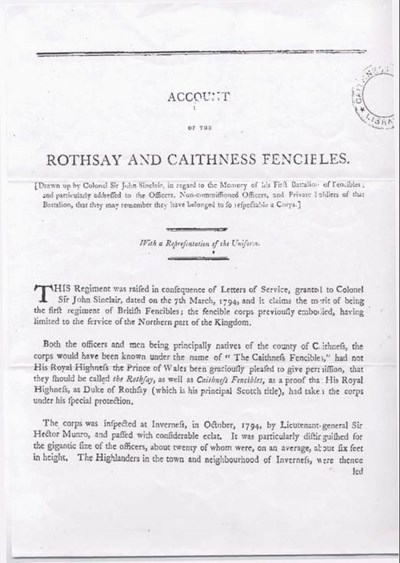 Account of the Rothsay and Caithness Fencibles