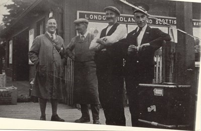 Group of railwaymen at Dornoch Station