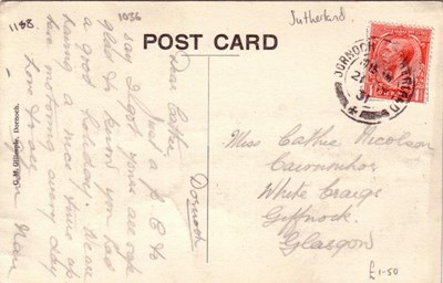 Dornoch War Memorial postcard - reverse with George V stamp