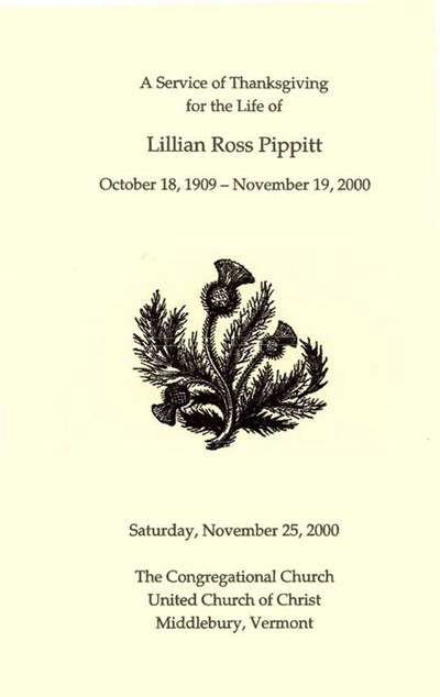 Service of Thanksgiving Lillian Ross Pippitt