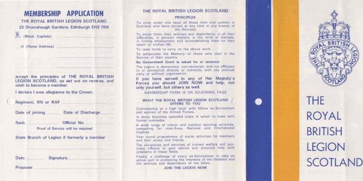 British Legion Correspondence - New publicity leaflet