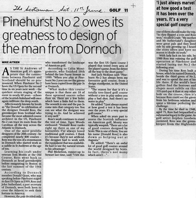 Pinehurst No 2 owes it greatness to man from Dornoch