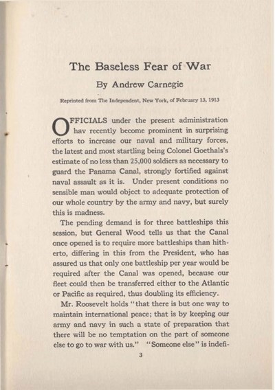 The Baseless Fear of War by Andrew Carnegie