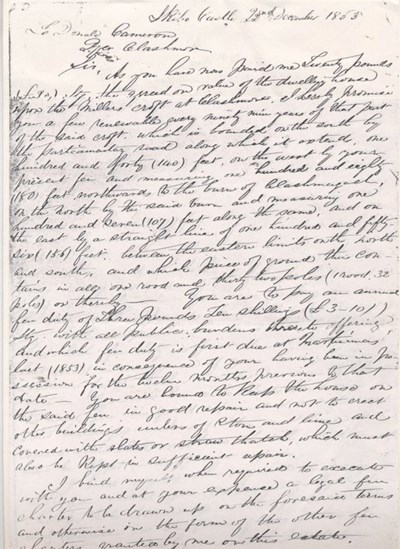 Letter from George Dempster to Donald Cameron 1853