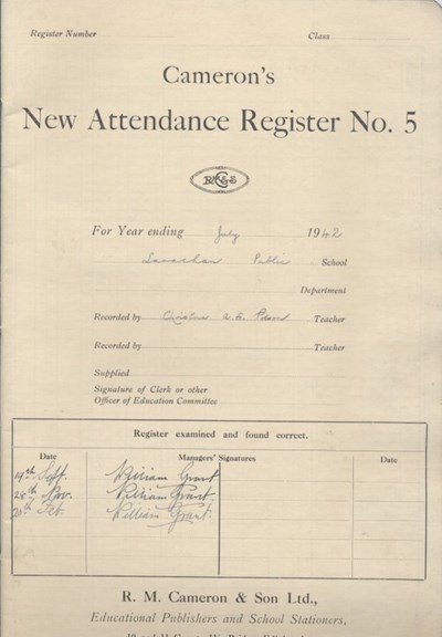 Attendance Register for Larachan School 1941/42