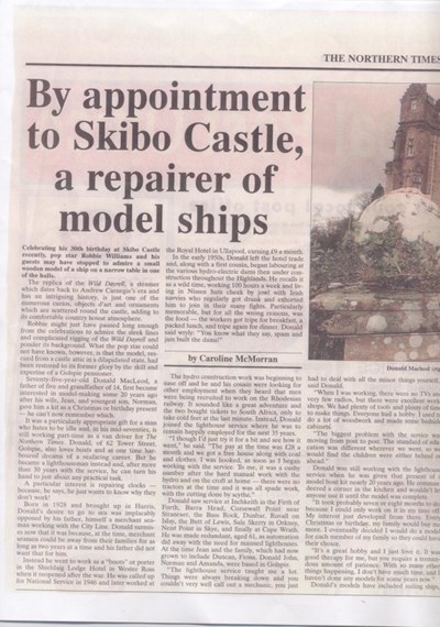 Skibo Castle restoration of model ship by Donald Macleod