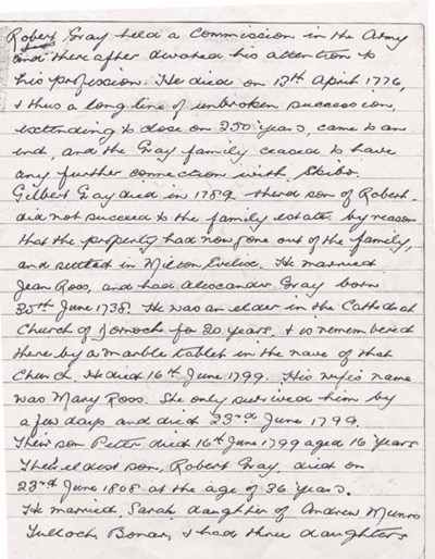 Genealogy notes on Robert Gray d 1776 