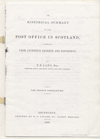 Historical Summary of the Post Office in Scotland