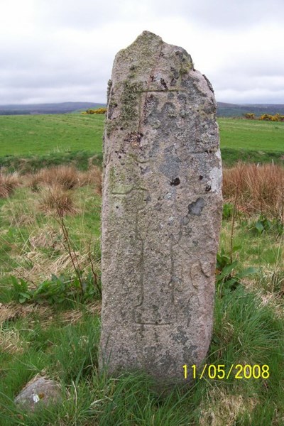 Face detail of the St Demhan's Cross at Creich.