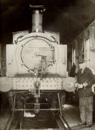 Driver Tom Fraser in Dornoch Engine Shed 1956