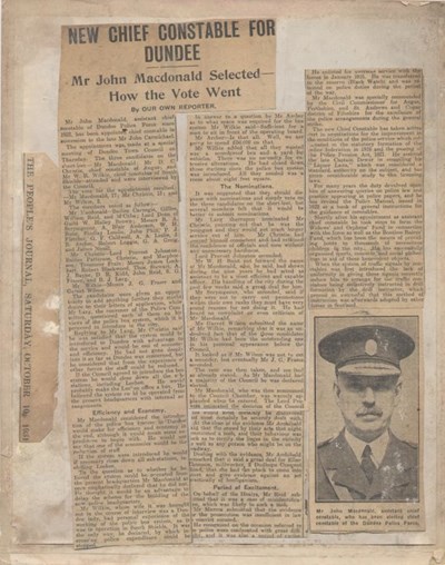 Appointment of Chief Constable John Macdonald 1931