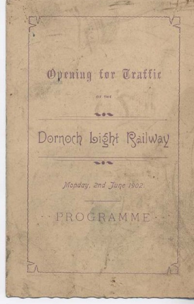 Programme for opening of the Dornoch Light Railway