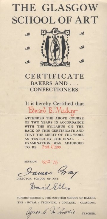 Glasgow School of Art Certificate Edward Mackay