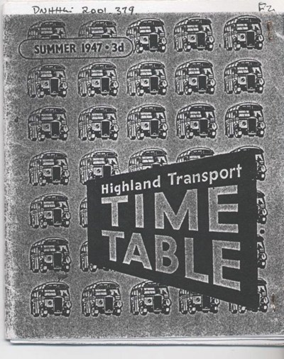 Highland Transport bus timetable, Inverness to Thurso 1947