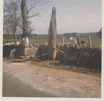 Colour photograph of re-siting of Clach a' Charra 1968