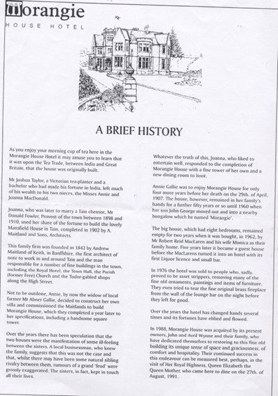 Biref history of the Morangie House Hotel