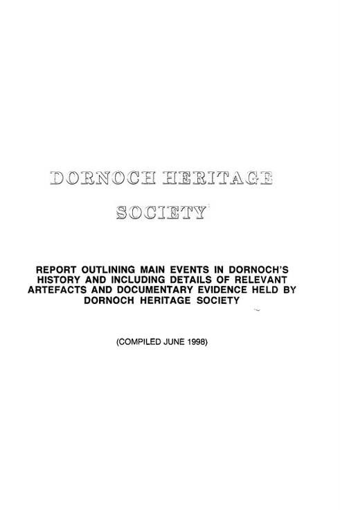 Dornoch heritage Society Report 1998 - Dornoch's History