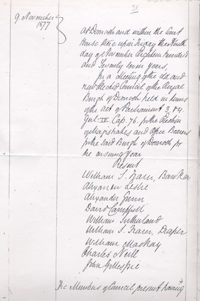 Burgh Council Minutes 9 Nov 1877 - golf club lease