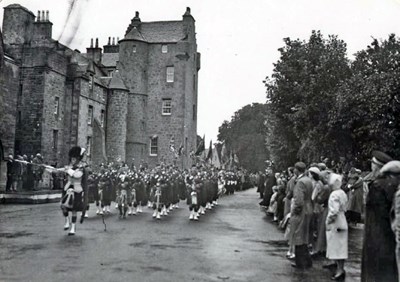 Pipe Band March Past - dedication of King's colours 1951