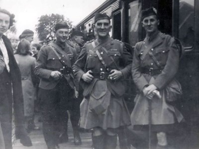 5th Seaforth Highlanders TA departing Dornoch Station