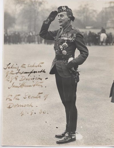 Colonel Ian Hamilton taking the salute for the 29th Division