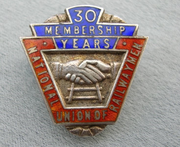 30 Year Membership Badge, National Union of Railwaymen