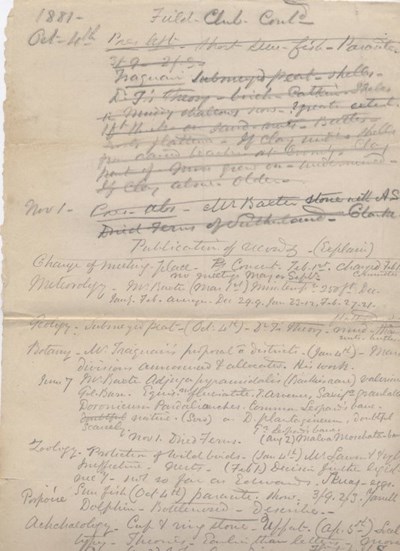 Notes for Field Club annual report 1881
