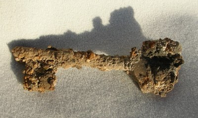 Rusted key found on old Sutherland Arms Hotel site